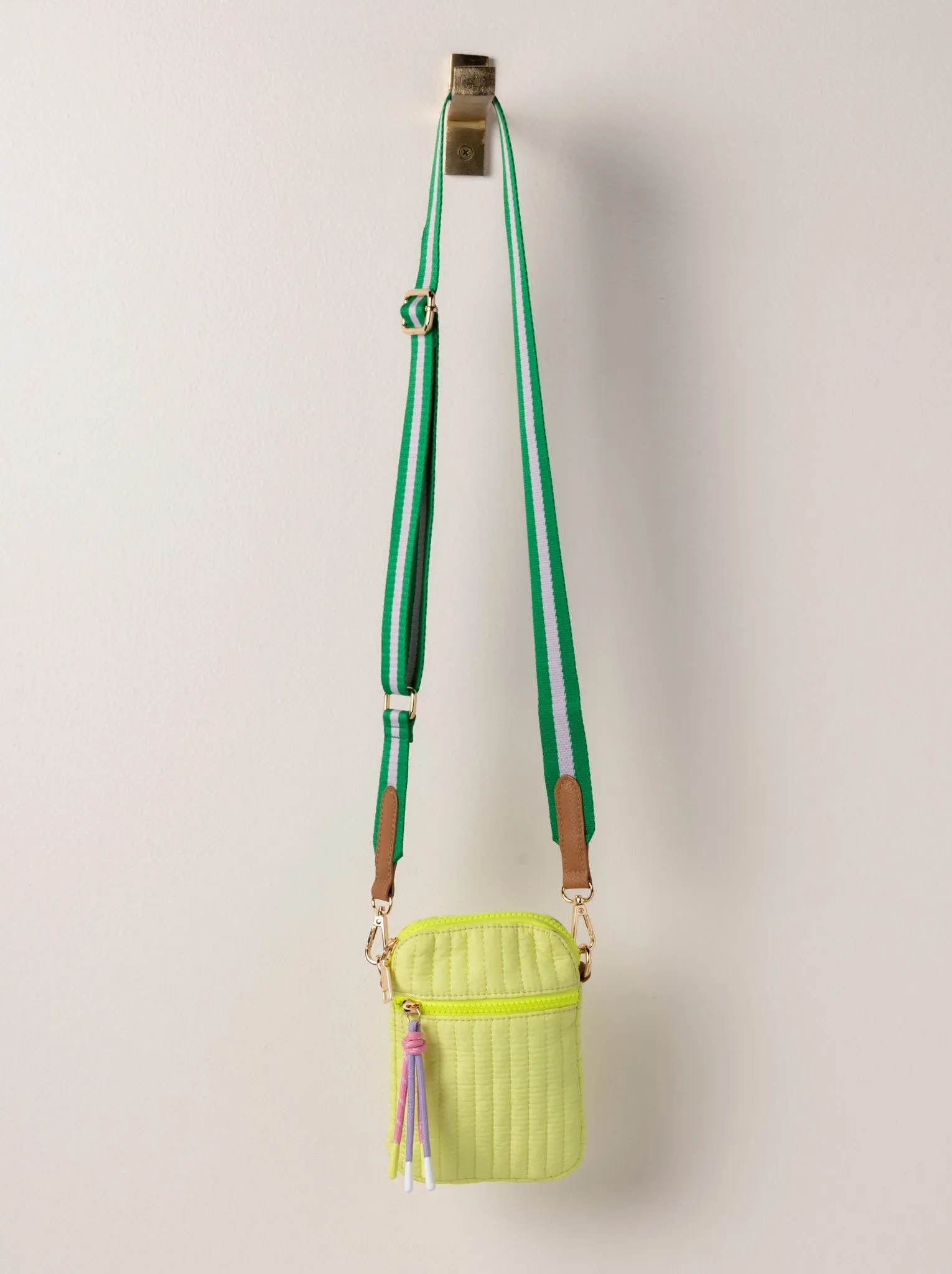 Shiraleah Ezra Quilted Nylon Phone Holder, Citron