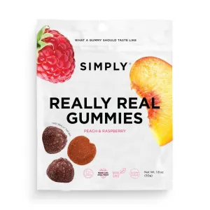 SIMPLY GUM - REALLY REAL PEACH RASPBERRY GUMMIES 1.8OZ