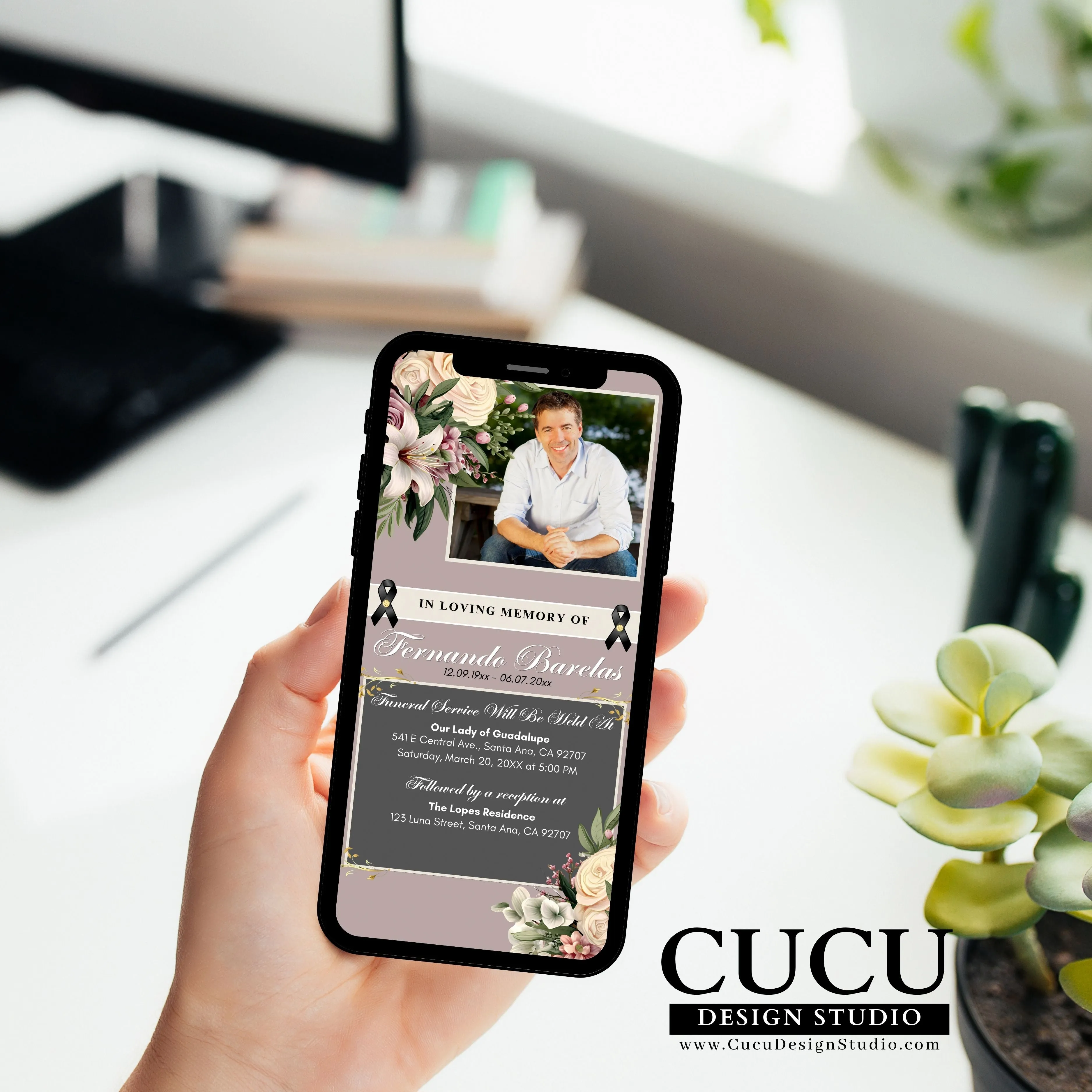 Smartphone Funeral Invitation