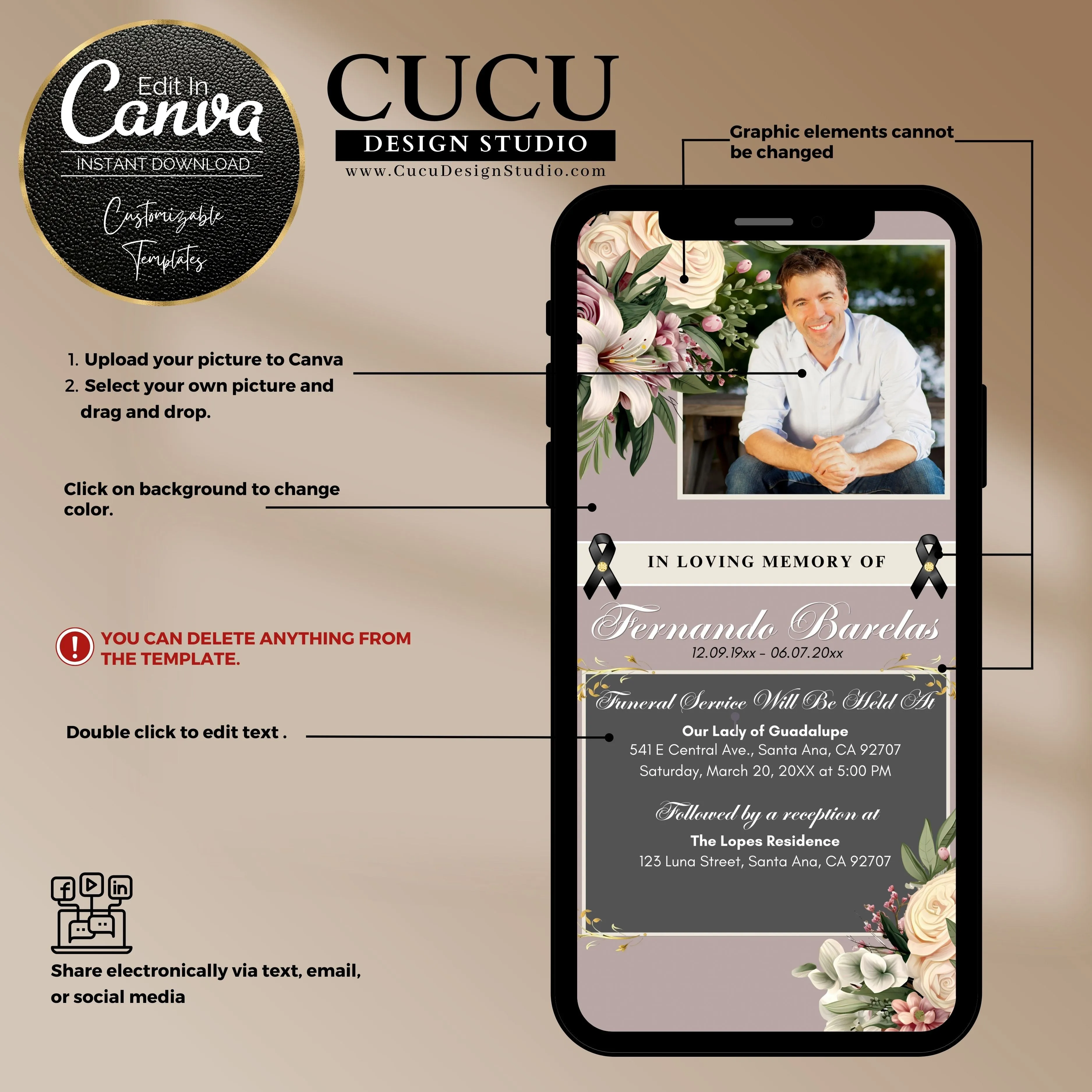 Smartphone Funeral Invitation