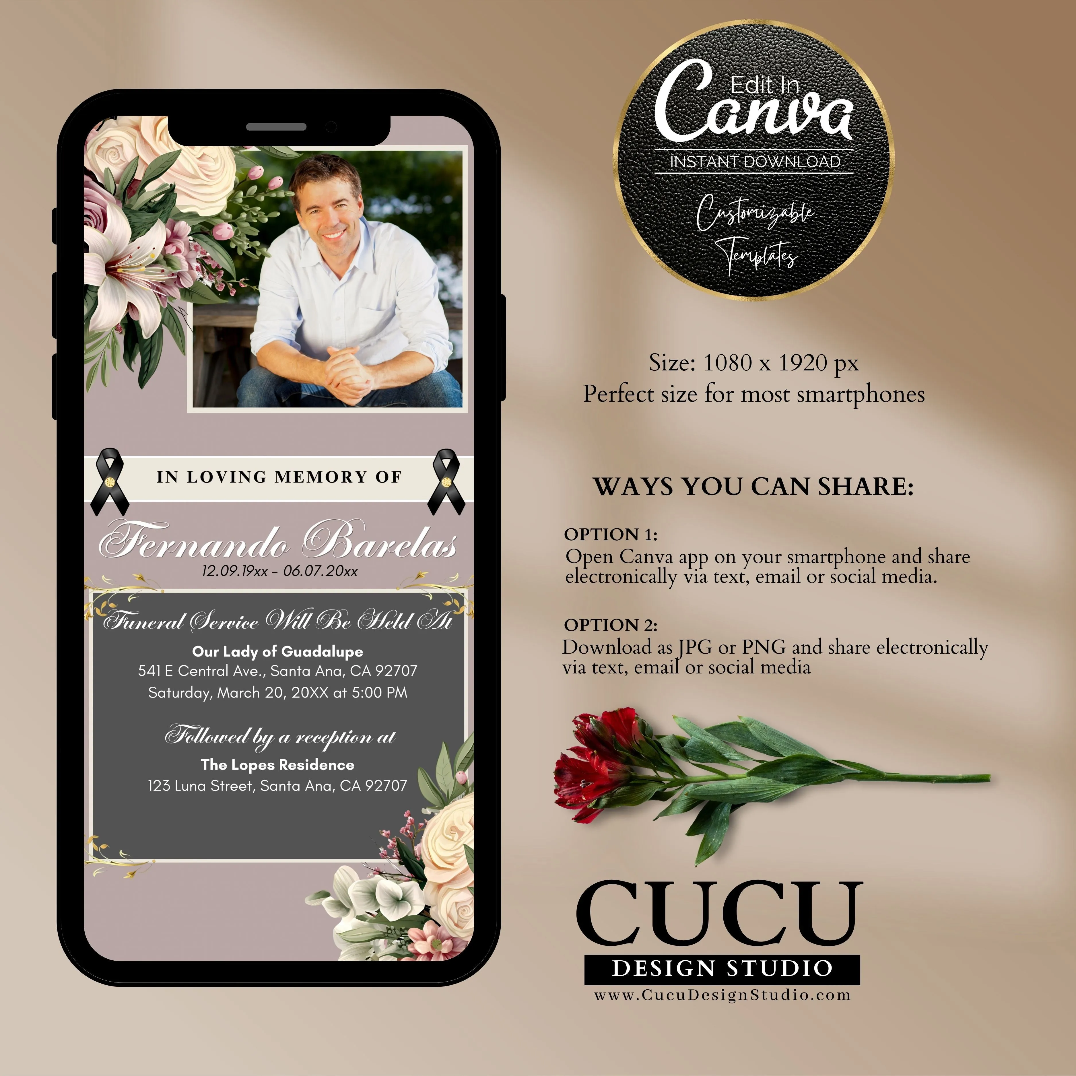 Smartphone Funeral Invitation