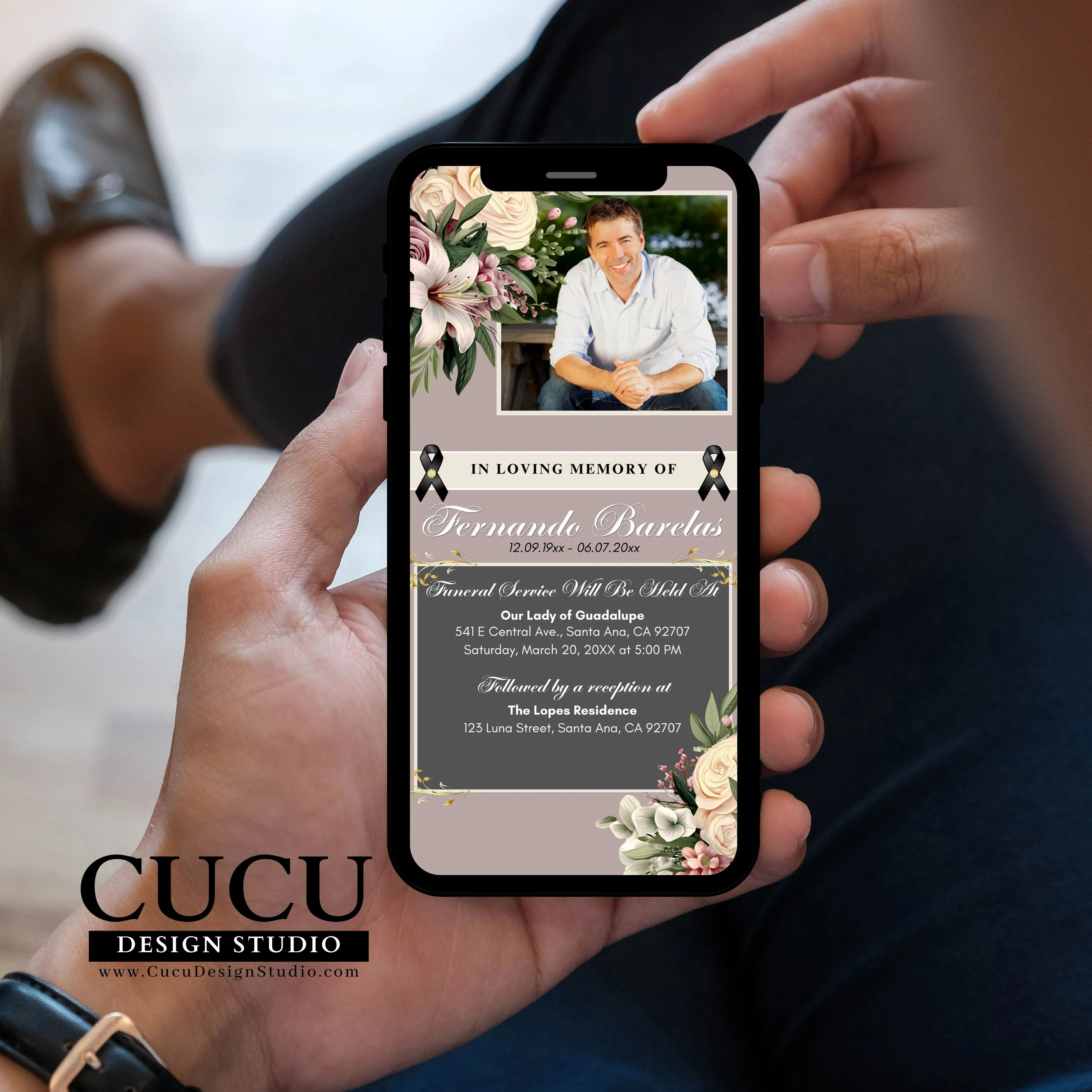 Smartphone Funeral Invitation