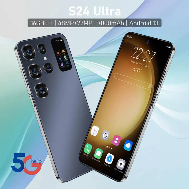 Smartphone l High Quality S24  Ultra 5G Smartphone Unlocked Mobile Phones Mobiles Android 13.0 Cell Phone هاتف ذكي l هاتف ذكي عالي الجودة S24  Ultra 5G هاتف محمول مفتوح المصدر يعمل بنظام Android 13.0