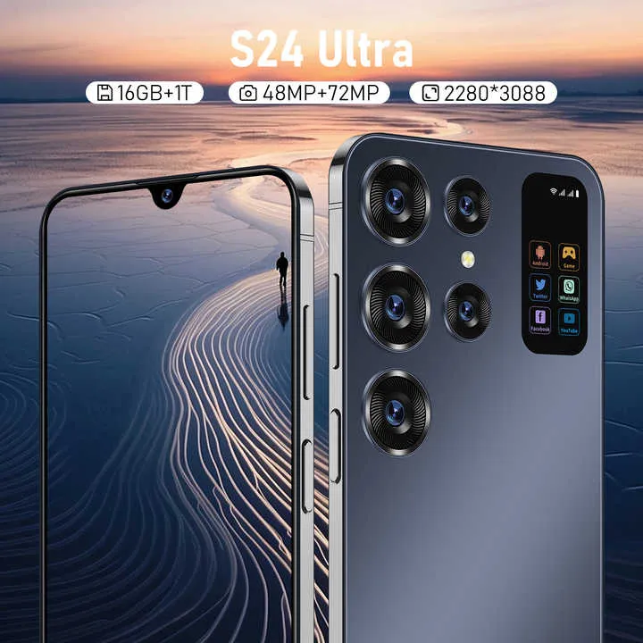 Smartphone l High Quality S24  Ultra 5G Smartphone Unlocked Mobile Phones Mobiles Android 13.0 Cell Phone هاتف ذكي l هاتف ذكي عالي الجودة S24  Ultra 5G هاتف محمول مفتوح المصدر يعمل بنظام Android 13.0