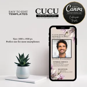 Smartphone Memorial Funeral Invite Template