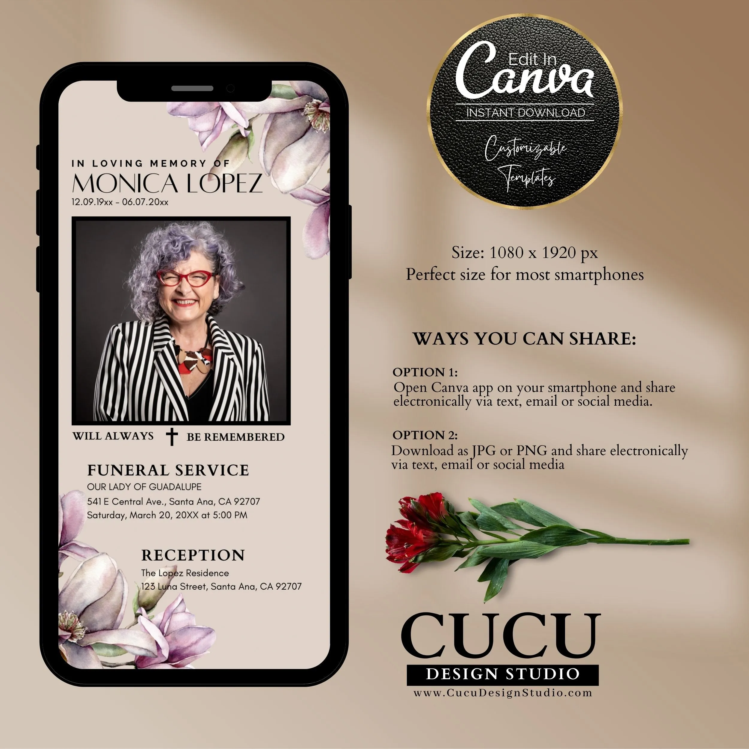 Smartphone Memorial Funeral Invite Template