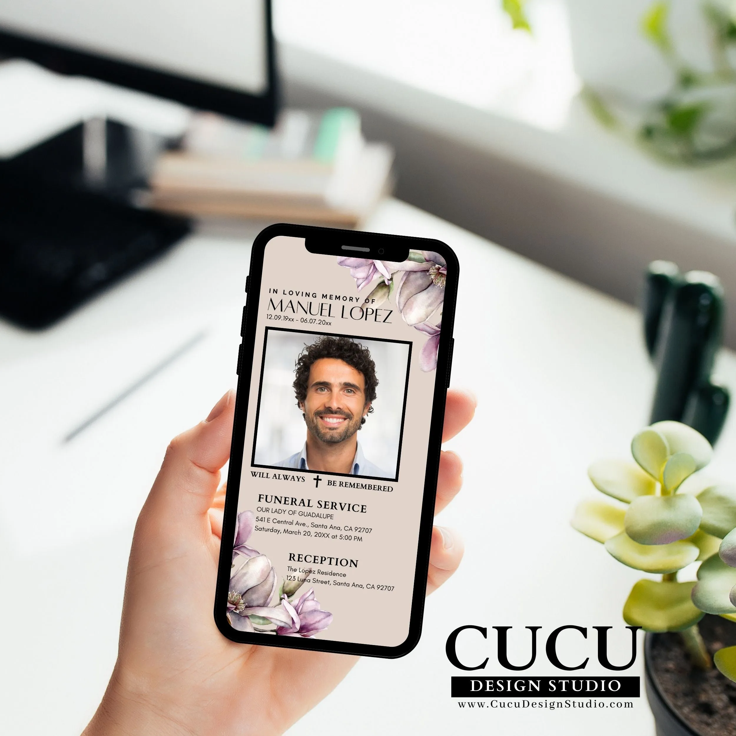 Smartphone Memorial Funeral Invite Template