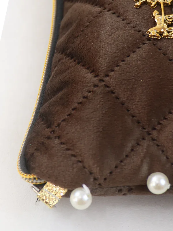 Stylish Velvet Handbag For Women's COACH Brown 05
