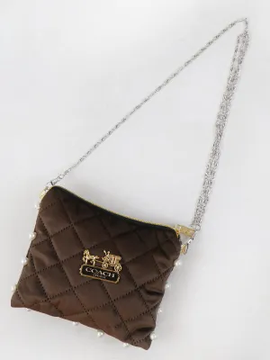 Stylish Velvet Handbag For Women's COACH Brown 05