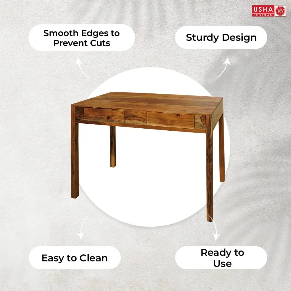 USHA SHRIRAM Computer Table with Drawer Storage | Computer Table for Home (115x55x76 cm) | Premium Sheesham Wood | Durable and Long Lasting | Centre Table (Normal Finish)