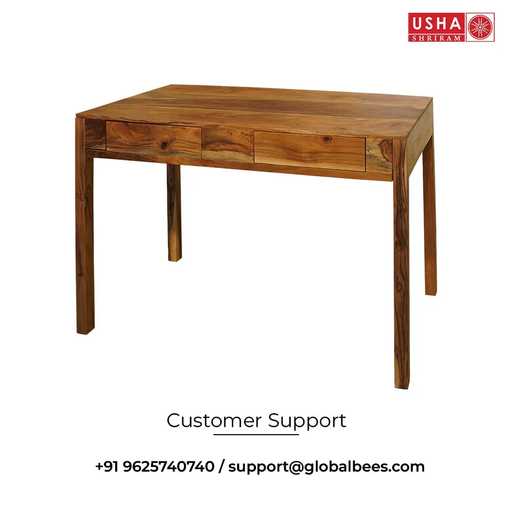 USHA SHRIRAM Computer Table with Drawer Storage | Computer Table for Home (115x55x76 cm) | Premium Sheesham Wood | Durable and Long Lasting | Centre Table (Normal Finish)