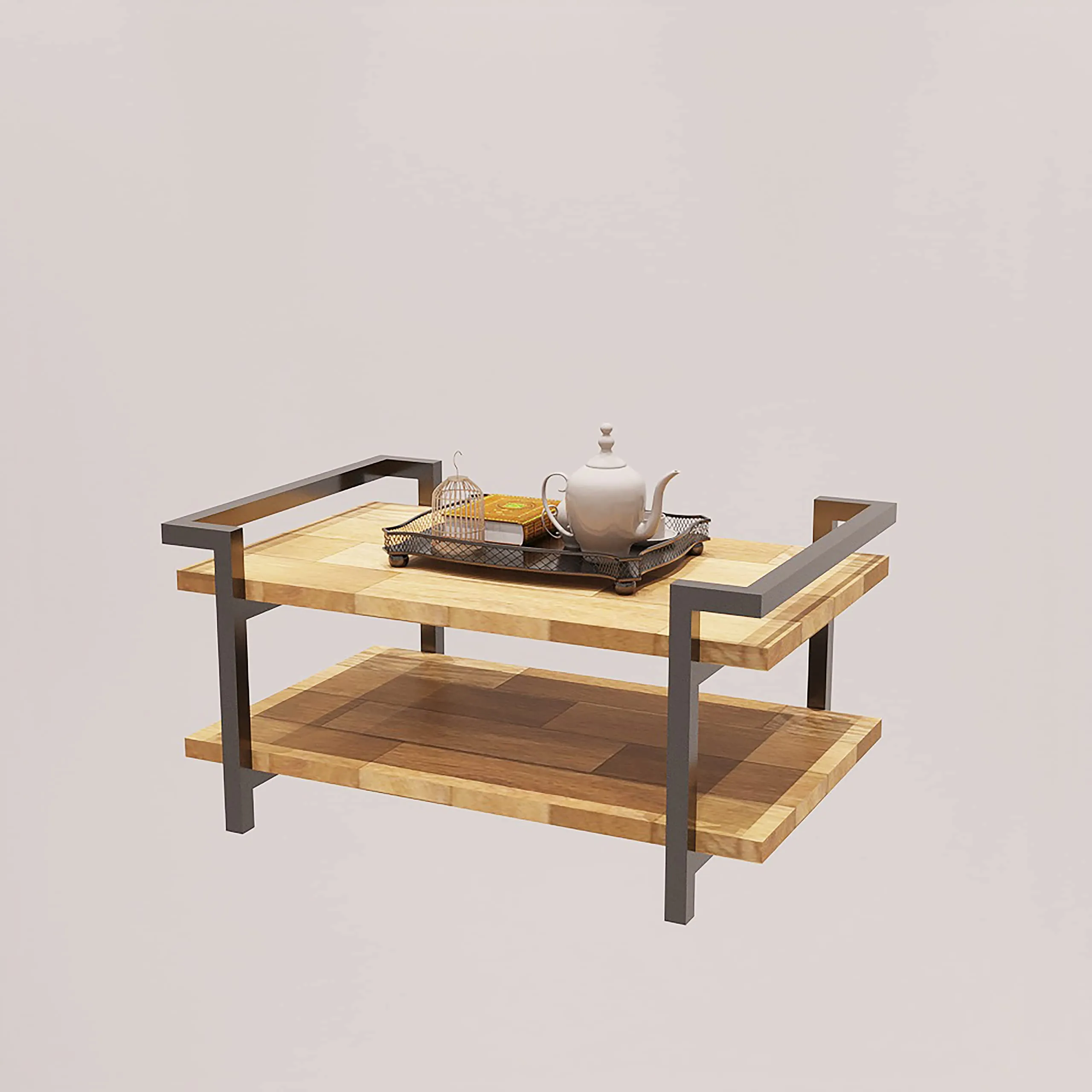 Ventuos 2 Layer Small Coffee Table with Metal Frame Sofa Side Coffee Tables Perfect for Indoor and Outdoor Use in The Home, Workplace, Hotel, and Office (2 Tier Coffee Table Black)