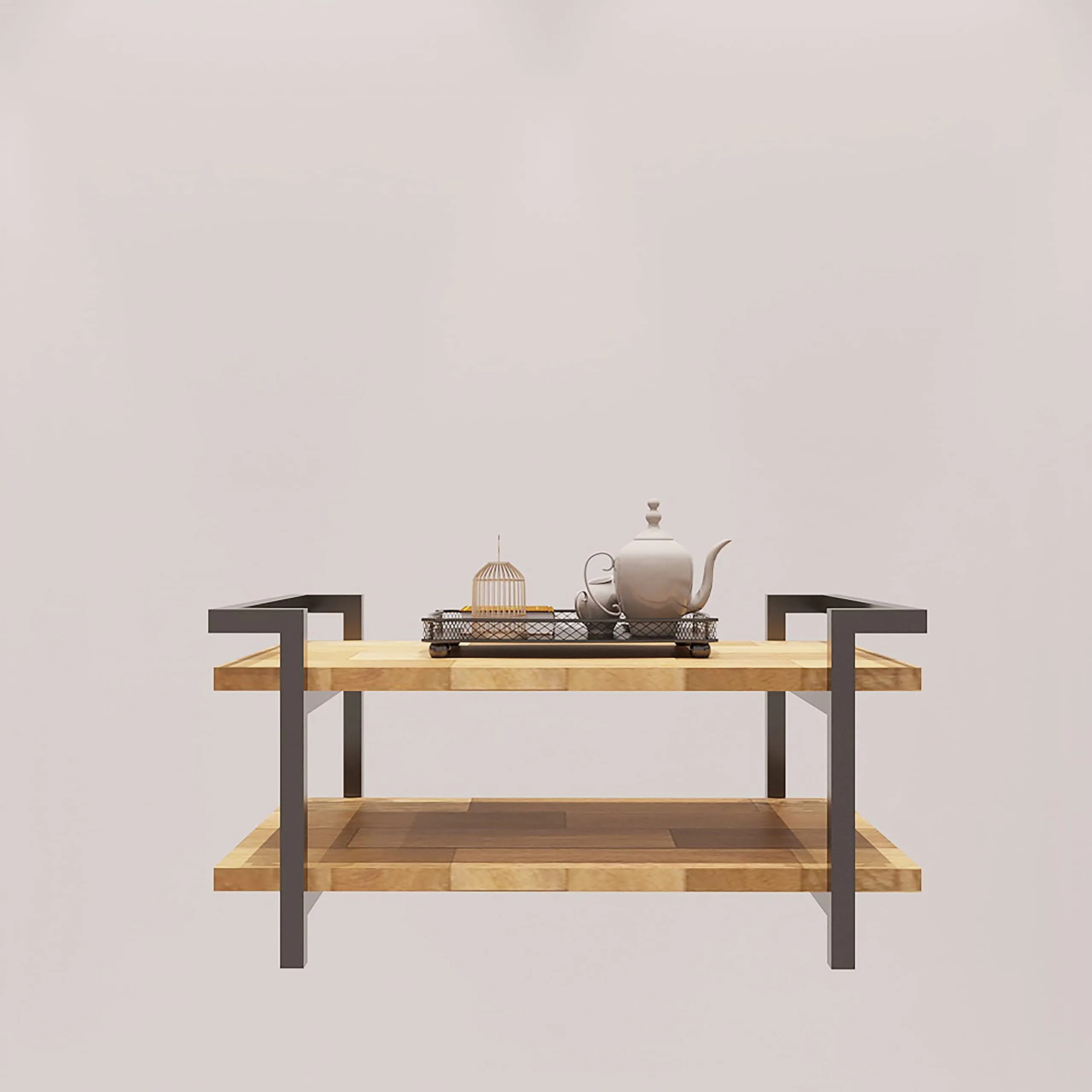 Ventuos 2 Layer Small Coffee Table with Metal Frame Sofa Side Coffee Tables Perfect for Indoor and Outdoor Use in The Home, Workplace, Hotel, and Office (2 Tier Coffee Table Black)
