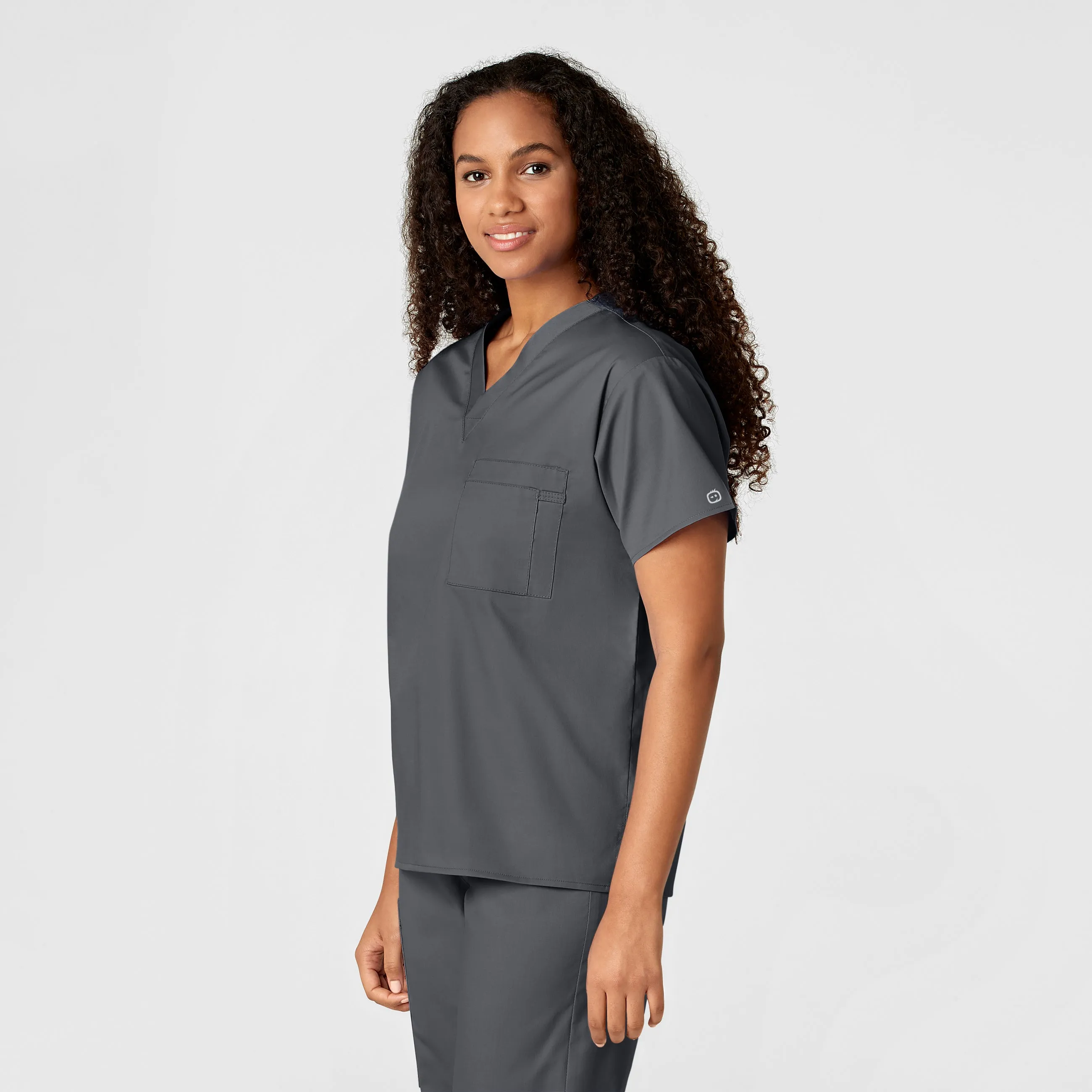 WonderWORK Unisex V-Neck Scrub Top - Pewter