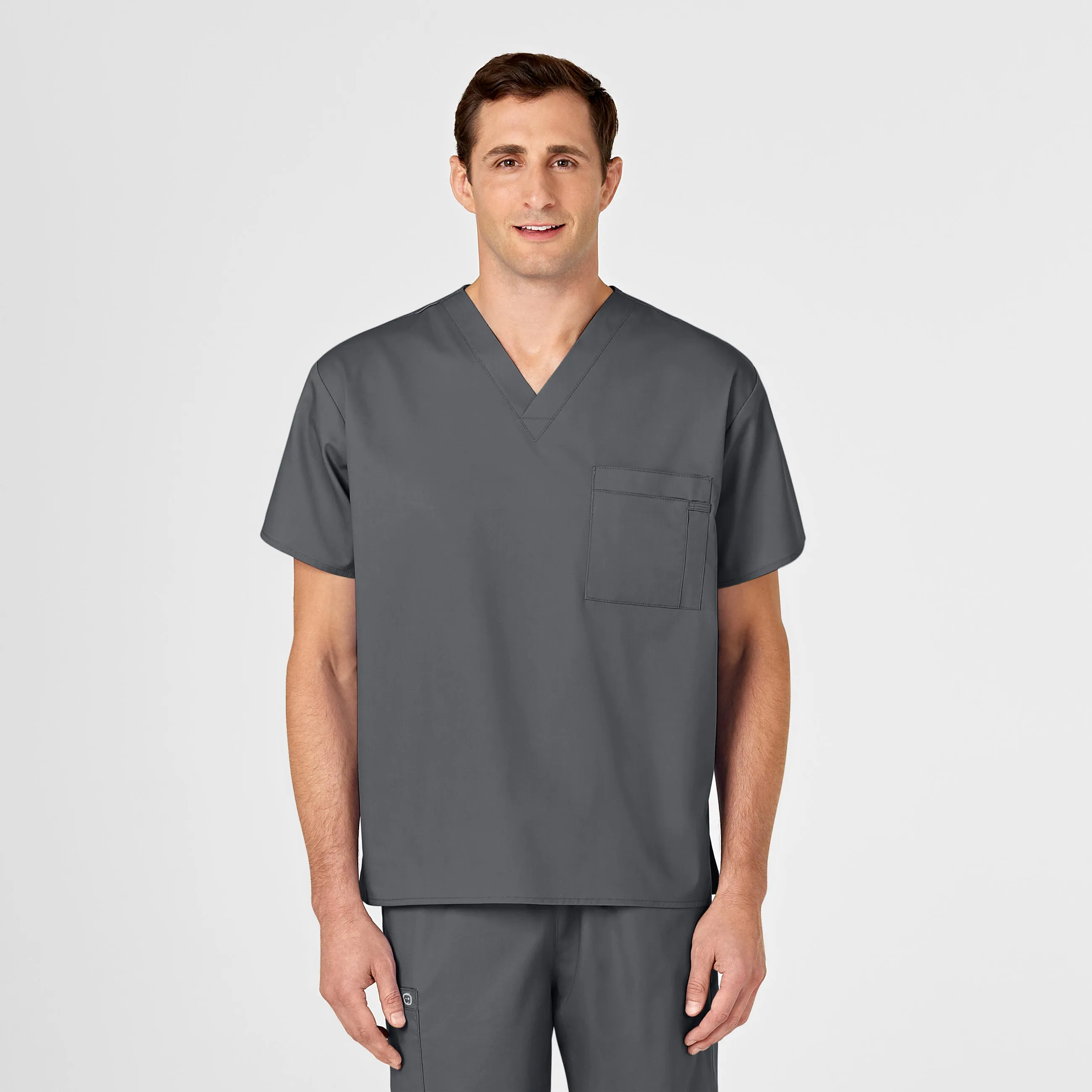 WonderWORK Unisex V-Neck Scrub Top - Pewter