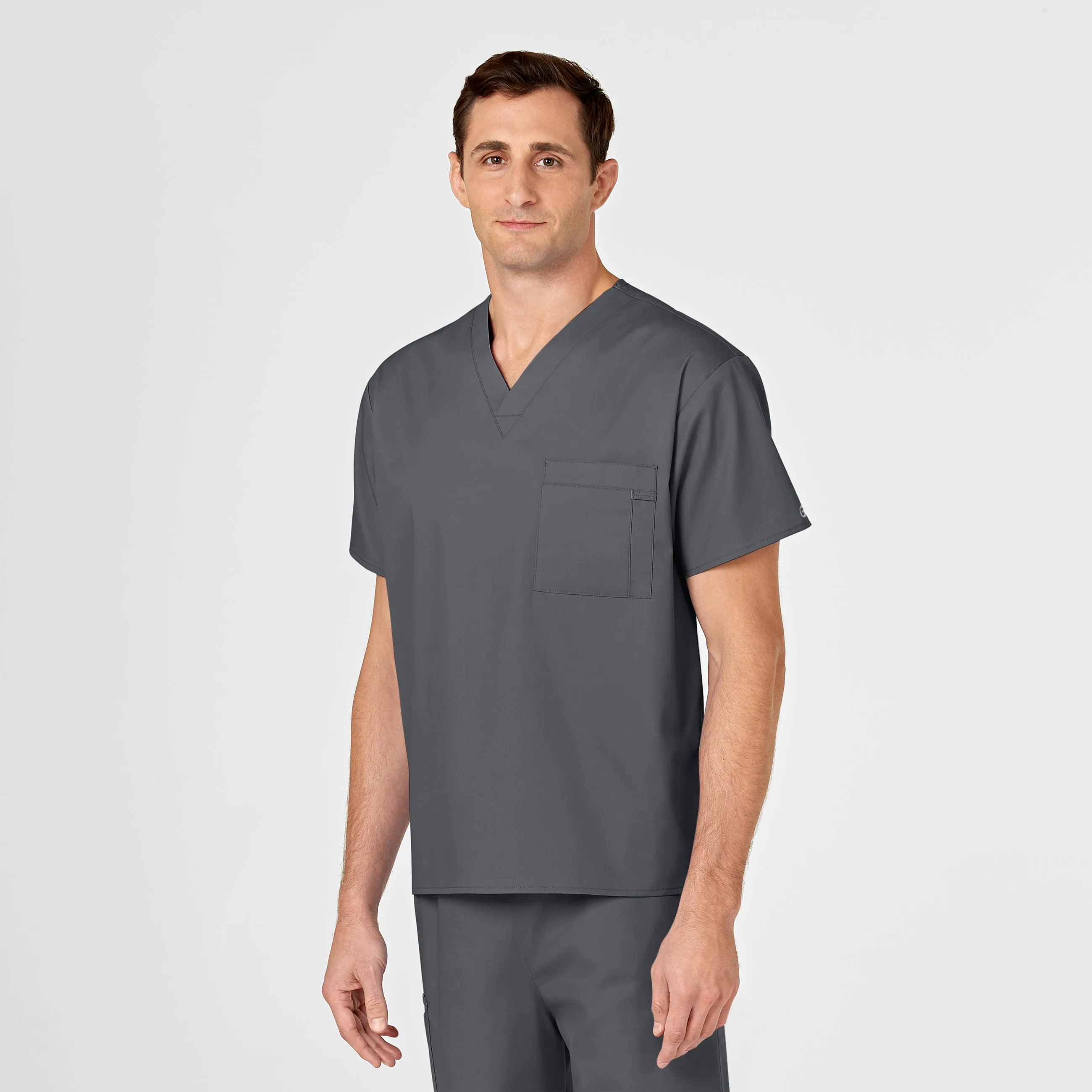 WonderWORK Unisex V-Neck Scrub Top - Pewter