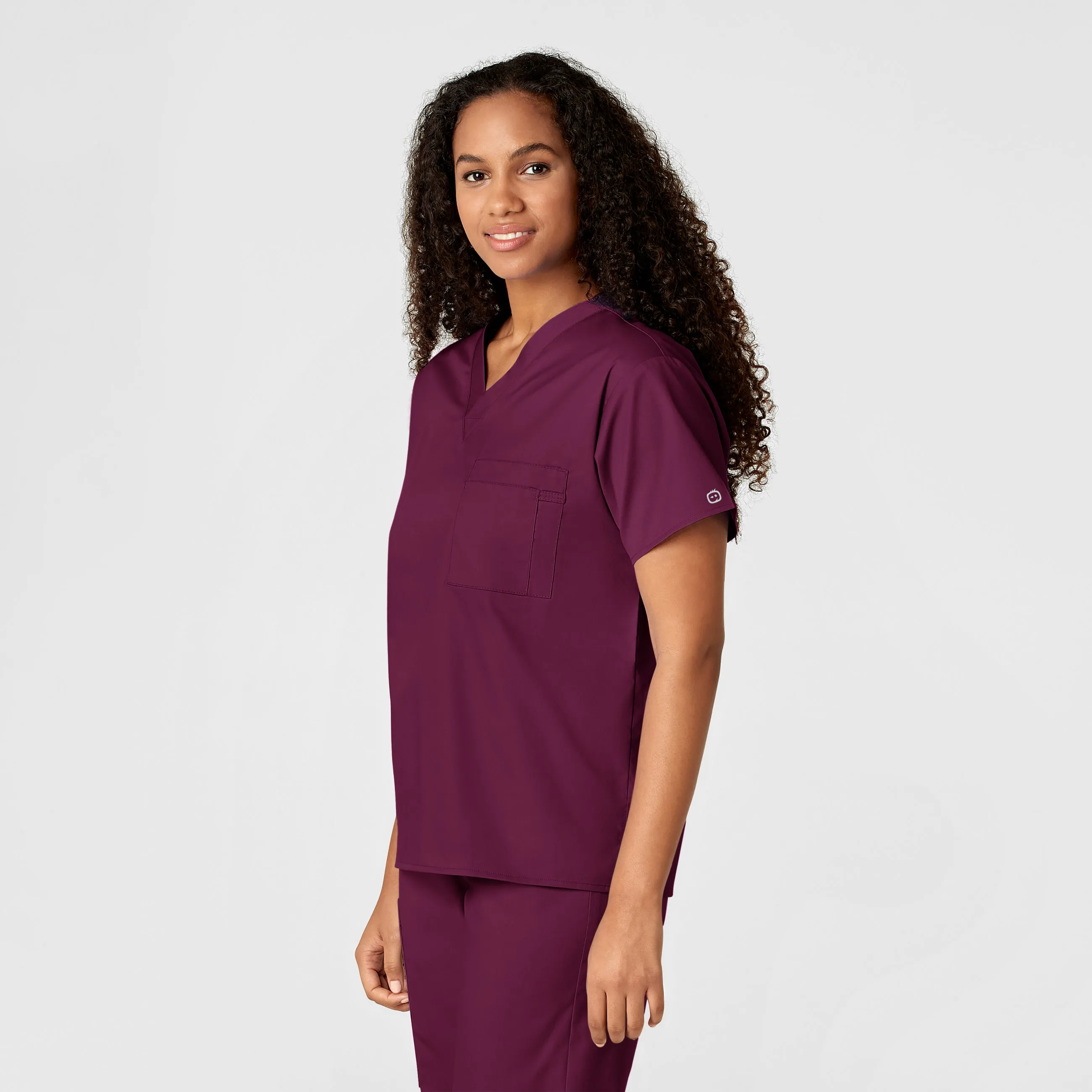 WonderWORK Unisex V-Neck Scrub Top - Wine
