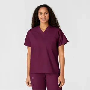 WonderWORK Unisex V-Neck Scrub Top - Wine