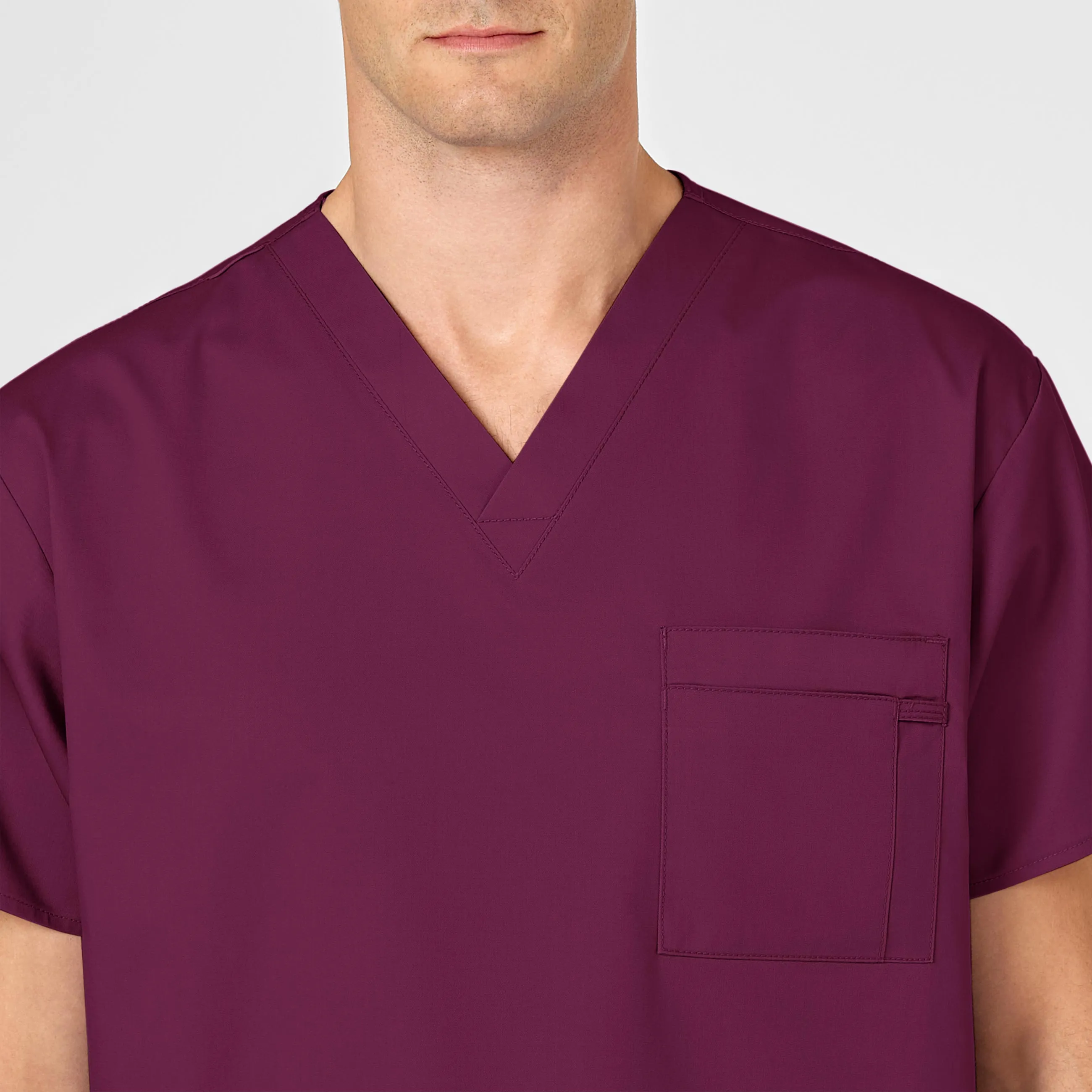 WonderWORK Unisex V-Neck Scrub Top - Wine