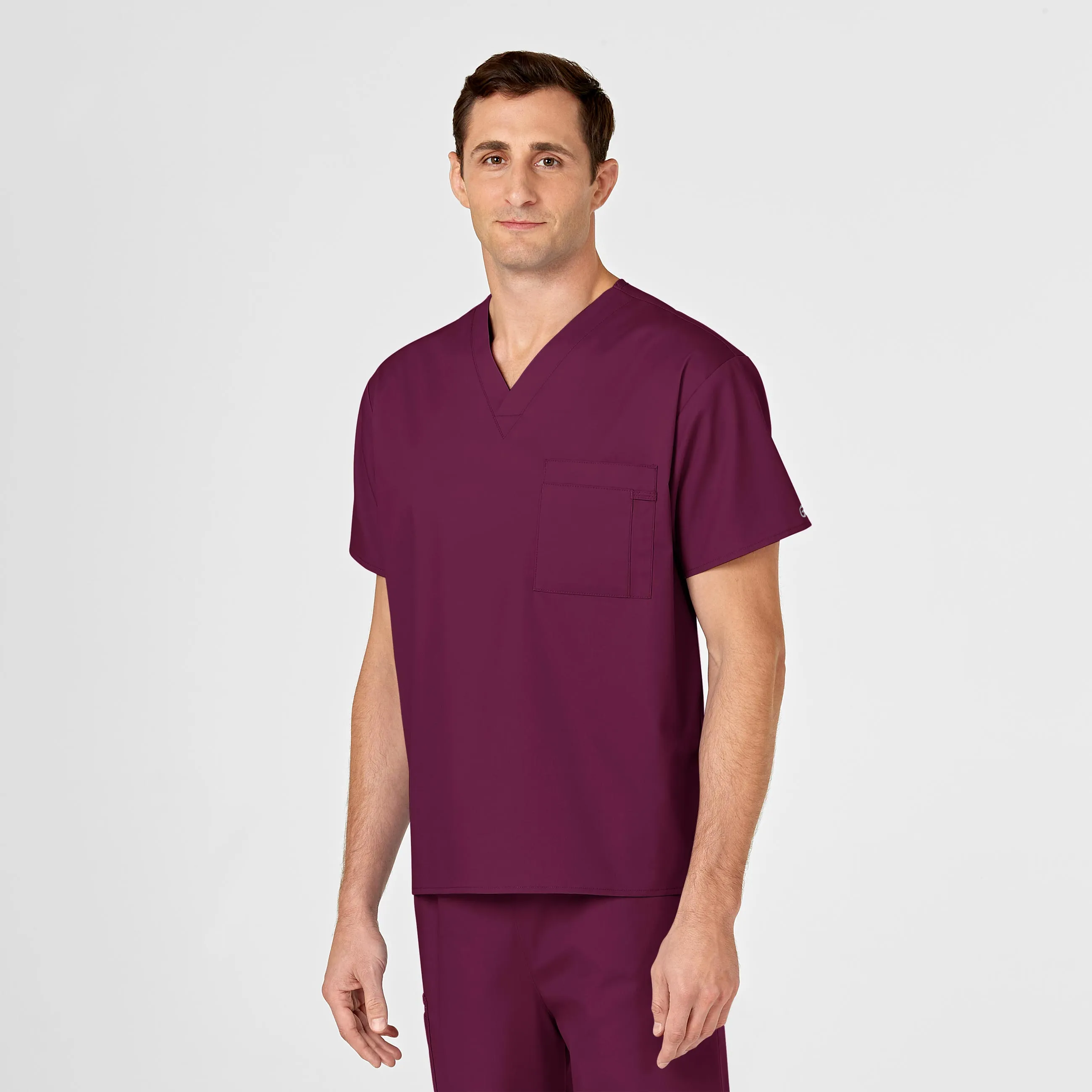 WonderWORK Unisex V-Neck Scrub Top - Wine