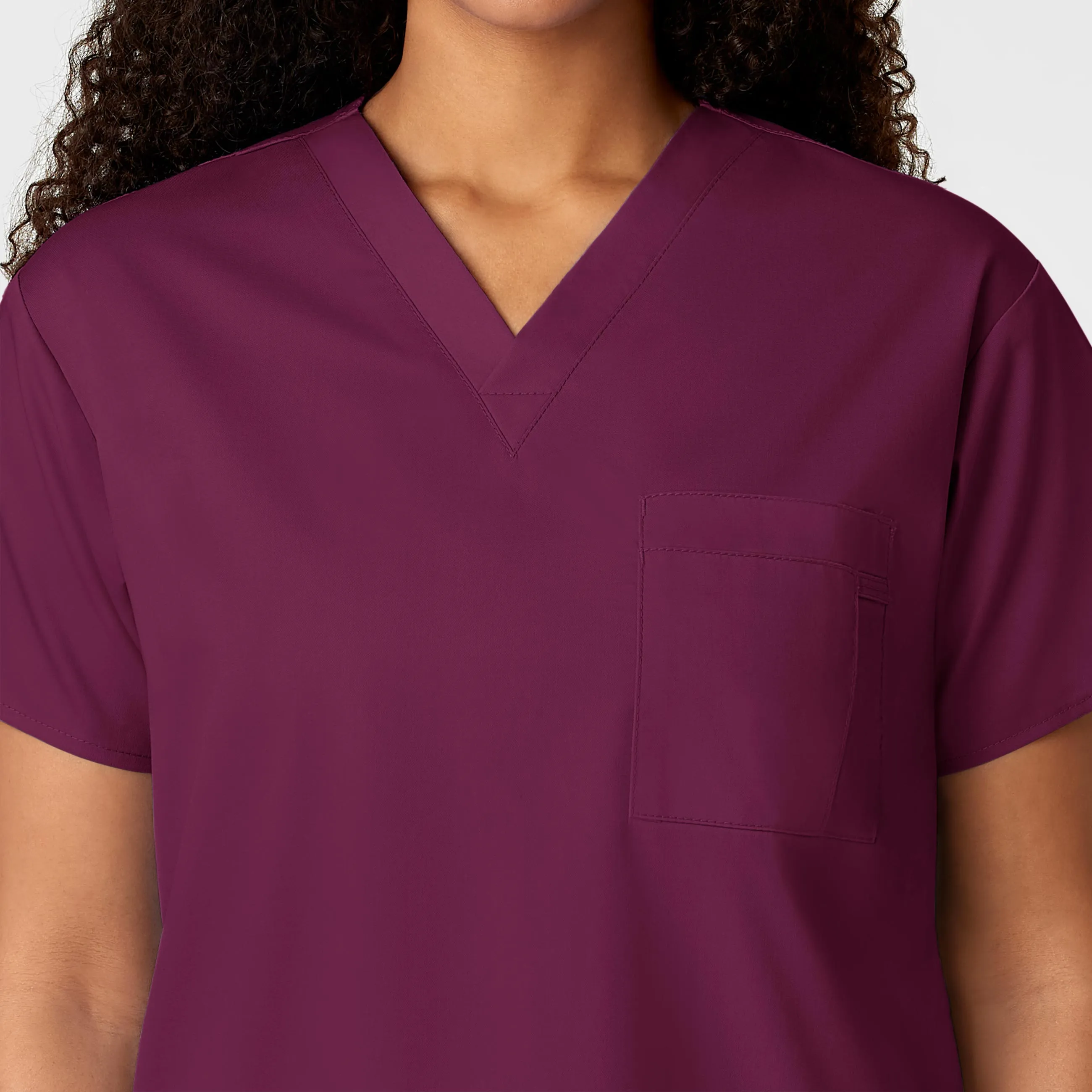 WonderWORK Unisex V-Neck Scrub Top - Wine